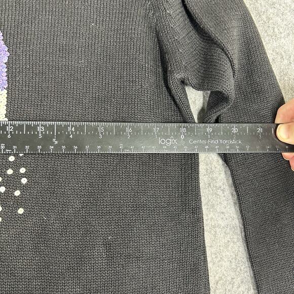 Vintage Quacker Factory Sweater Womens Medium Tunic Sequin Snowman Holiday - Picture 5 of 6